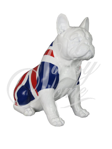 White Sitting Union Jack Bulldog Ornament - JG014